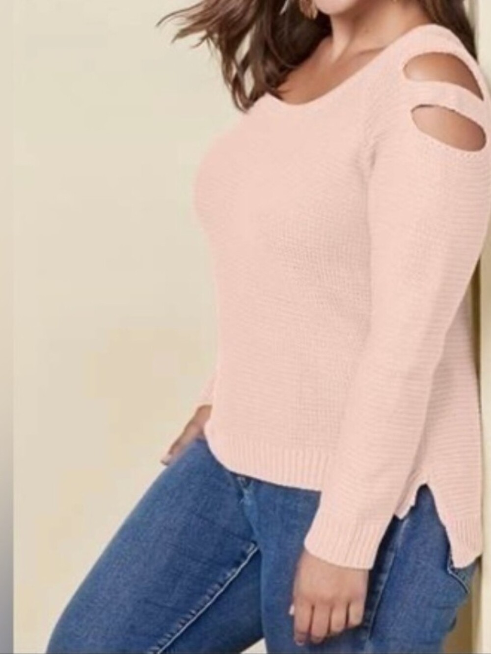 VENUS Women Soft Pink Cutout Sweater Size Large NWOT